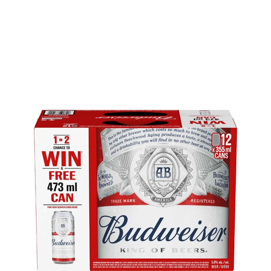 Budweiser – Pack de 12 canettes de 473 ml
